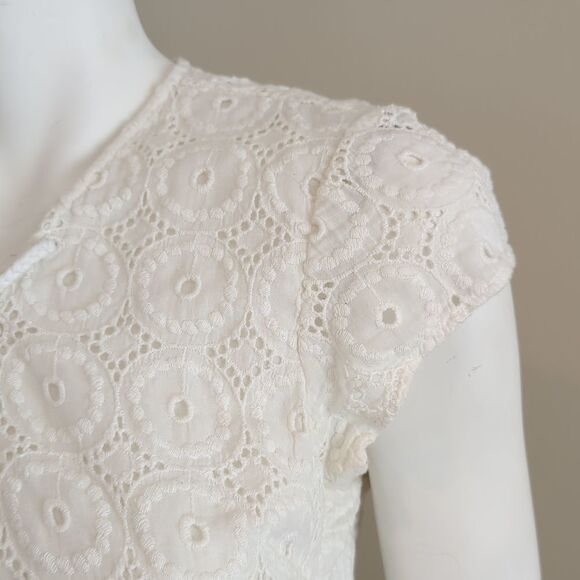 Calypso St Barth White Mini Dress Eyelet Tassels Small - Picture 5 of 9